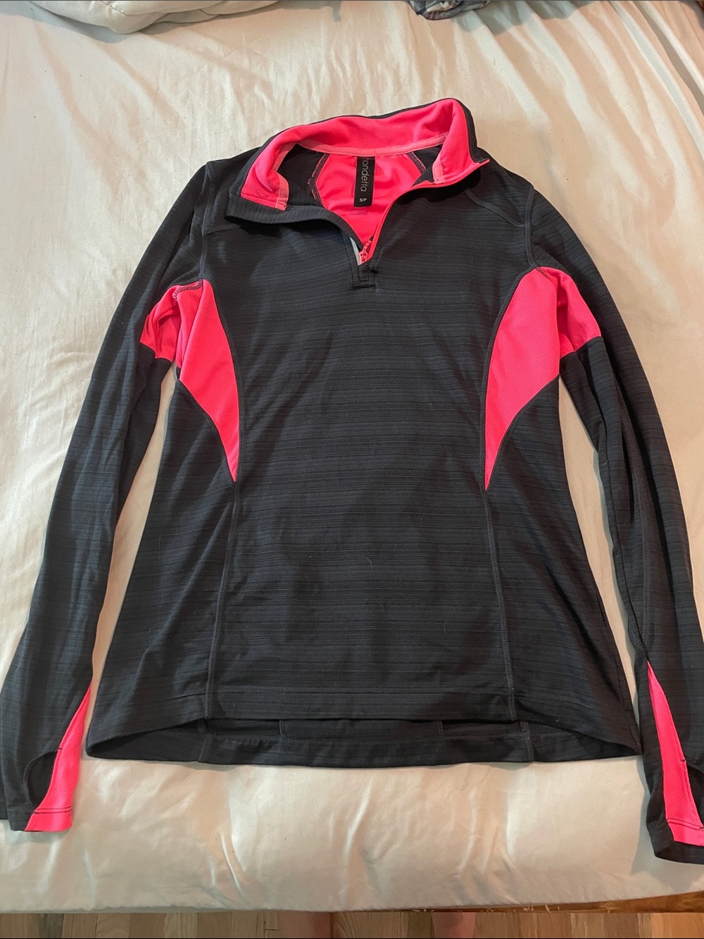Mondetta Black and Hot Pink Quarter-Zip Performance Pullover